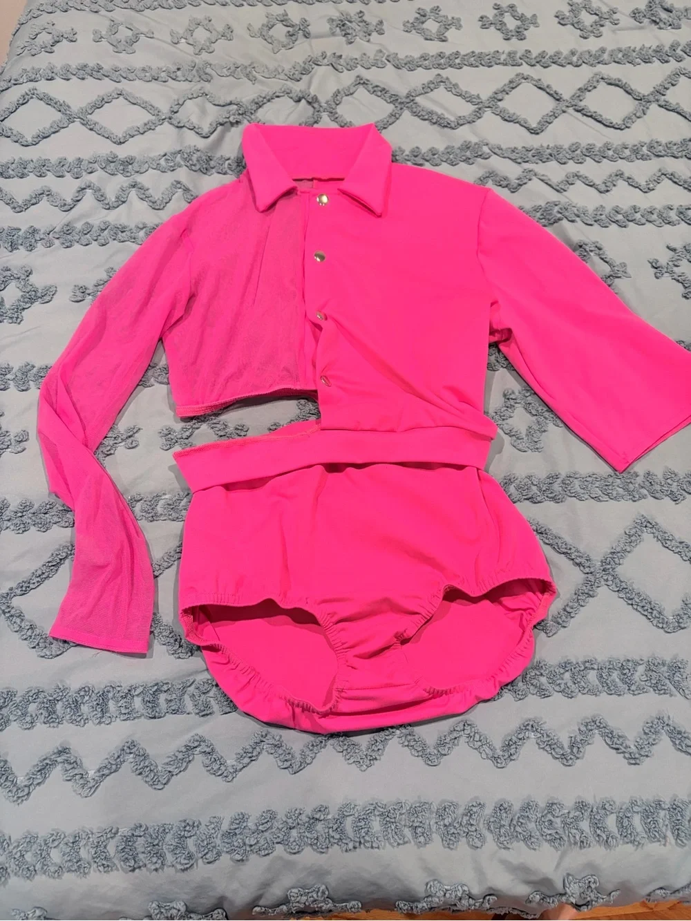 KELLE Trendsetter 3 Pc Fuchsia Dance Costume Adult L Pants Leotard Tube Top